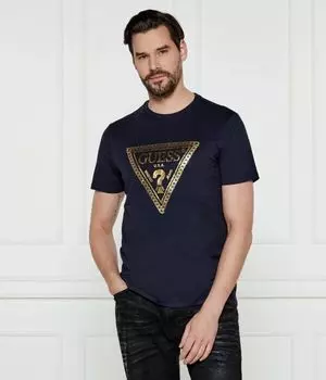 Футболка с тремя бревнами и цепочкой Regular fit Guess Jeans, синий