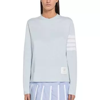 Футболка с тремя полосками и длинными рукавами THOM BROWNE, светло-голубой