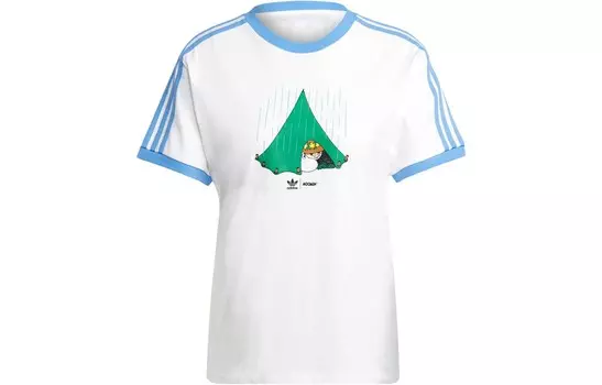 Футболка с тремя полосками Moomin X, женская, белая Adidas Originals