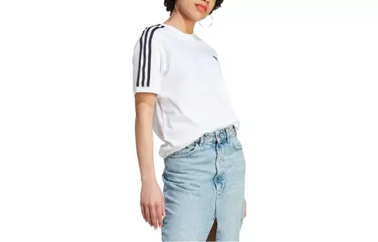Футболка с тремя полосками, женская, белая Adidas Originals