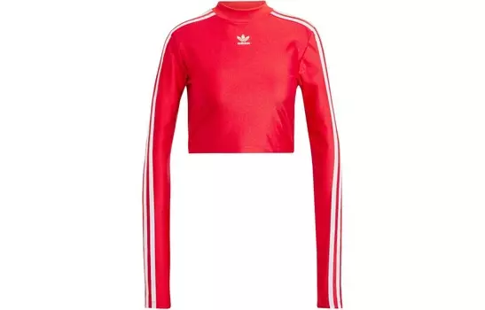 Футболка с тремя полосками, женская, красная Adidas Originals
