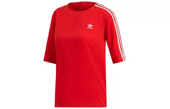 Футболка с тремя полосками, женская, красная Adidas Originals