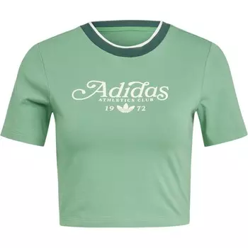 Футболка с тремя полосками, женская, зеленая Adidas Originals