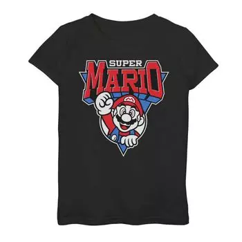 Футболка с треугольным плакатом Nintendo Super Mario для девочек 7–16 лет Licensed Character