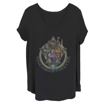 Футболка с треугольным портретом Juniors' Plus Marvel Black Panther Wakanda Forever Squad Licensed Character