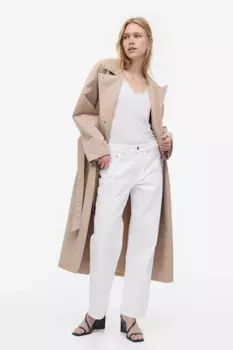 Футболка с треугольным вырезом H&M, белый