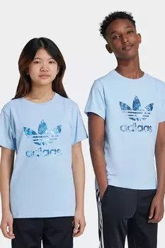Футболка с трилистником из 100% хлопка Adidas Originals, синий