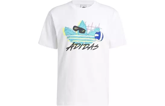 Футболка с трилистником мужская белая Adidas Originals, белый