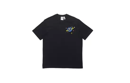 Футболка с трилистником мужская черная/синяя/желтая Adidas Originals, черный/синий/желтый