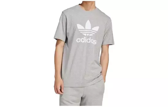 Футболка с трилистником мужская серая Adidas Originals, серый