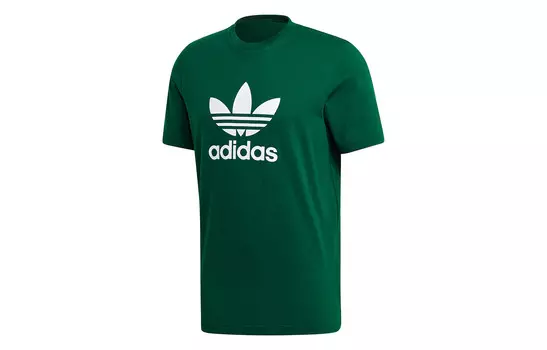 Футболка с трилистником мужская темно-зеленая Adidas Originals, темно-зеленый