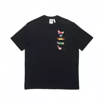 Футболка с трилистником унисекс, черная Adidas Originals, черный