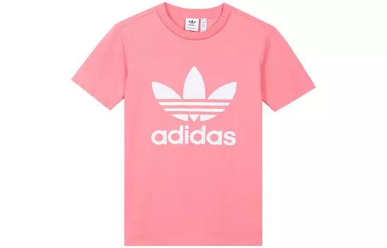 Футболка с трилистником женская розово-розовая Adidas Originals