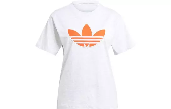 Футболка с трилистником женская светло-серая Adidas Originals