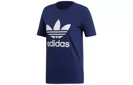 Футболка с трилистником женская темно-синяя Adidas Originals