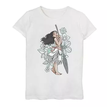 Футболка с тропическим цветочным принтом Disney's Moana Girls 7–16 Licensed Character, белый