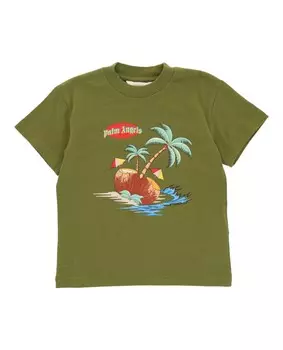 Футболка с тропическим принтом Palm Angels, цвет Military