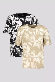 Футболка с тропическим рисунком - 2 шт Jack & Jones, черный