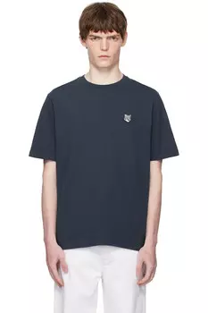 Футболка с удобной посадкой и нашивкой в виде лисьей головы Maison Kitsun, синий