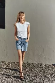 Футболка с украшенной отделкой ZARA, белый