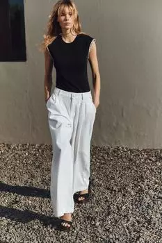 Футболка с украшенной отделкой ZARA, черный