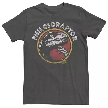 Футболка с юмором Big & Tall Jurassic Park Philosoraptor Pose Licensed Character, цвет Charcoal Heather