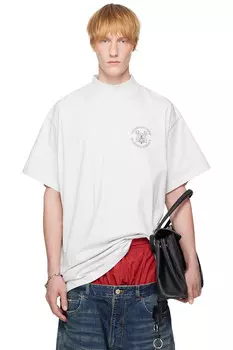 Футболка с увеличенным ключевым гербом Balenciaga, белый