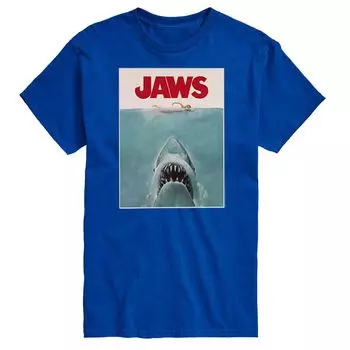 Футболка с ужасающим плакатом Big & Tall Jaws, Blue License, синий