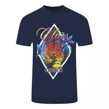 Футболка с узором diamond tiger Cavalli Class, синий