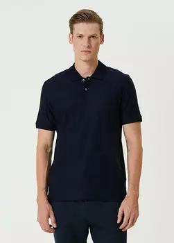 Футболка с узором в полоску и воротником-поло Beymen Collection, синий