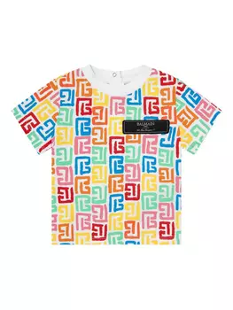 Футболка с узором-жаккардом Balmain Kids, белый