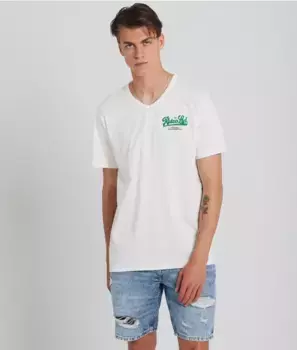 Футболка с V-образным вырезом Asheville Off White Retro Jeans, белый