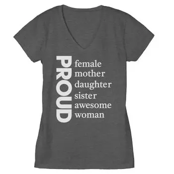 Футболка с V-образным вырезом для юниоров Proud Female Roles Word Stack Licensed Character