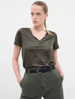 Футболка с v-образным вырезом Gap, зеленый