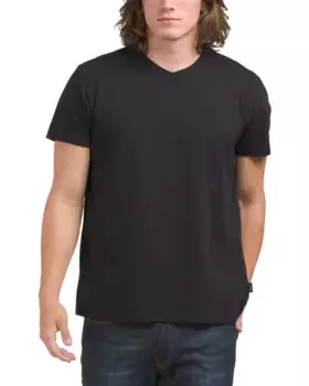 Футболка с V-образным вырезом и деталями на плечах Kenneth Cole, черный