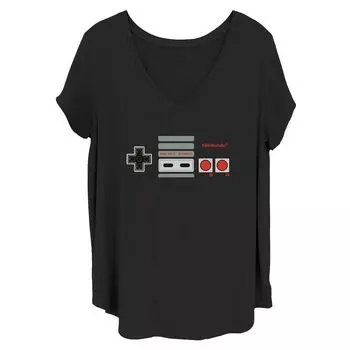 Футболка с V-образным вырезом и графическим изображением для контроллера Nintendo NES Juniors' Plus Licensed Character