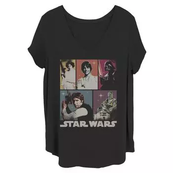 Футболка с V-образным вырезом и графическим рисунком Juniors' Plus Star Wars A New Hope Episode IV Force Boxes Licensed Character