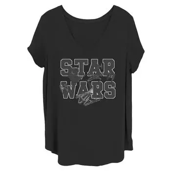 Футболка с V-образным вырезом и графическим рисунком Juniors' Plus Star Wars Space Battle Licensed Character