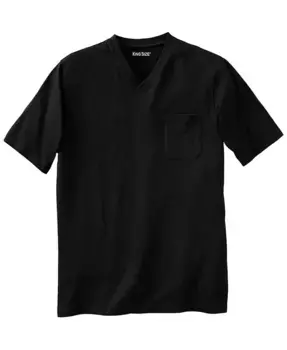 Футболка с V-образным вырезом и карманом Big & Tall, легкая, не садится после стирки KingSize, черный