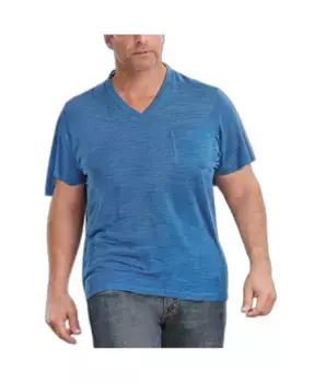 Футболка с V-образным вырезом и карманом Big & Tall, легкая, не садится после стирки KingSize, синий