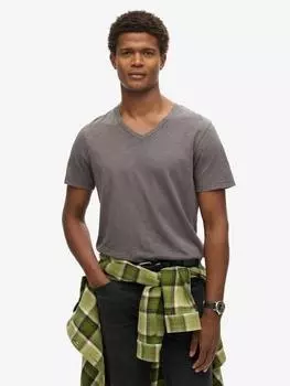 Футболка с v-образным вырезом и коротким рукавом slub Superdry, темно-серый