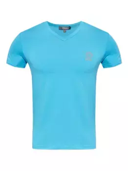 Футболка с V-образным вырезом и логотипом VERSACE, синий