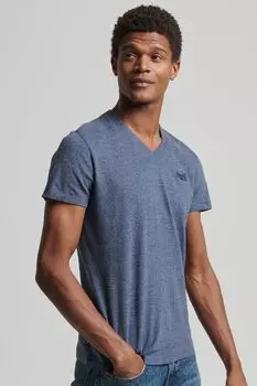 Футболка с v-образным вырезом и логотипом Vintage из органического хлопка Superdry, синий