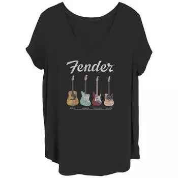 Футболка с V-образным вырезом и плакатом для гитары Fender больших размеров для юниоров Licensed Character