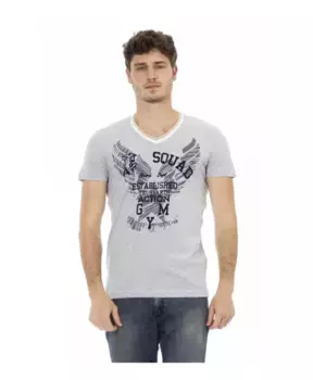 Футболка с v образным вырезом и принтом спереди Trussardi, серый