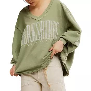 Футболка с V-образным вырезом и принтом Venice Free People, зеленый