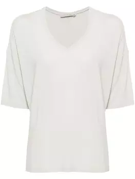 Футболка с V-образным вырезом и приспущенными плечами Le Tricot Perugia, серый