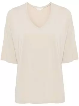 Футболка с V-образным вырезом и приспущенными плечами Le Tricot Perugia, нейтральный цвет