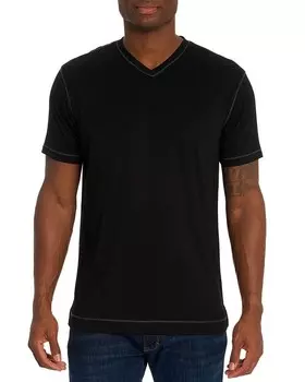 Футболка с V-образным вырезом и прошитым верхом Robert Graham Eastwood, черный
