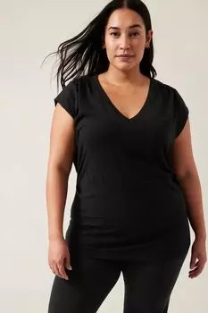Футболка с V-образным вырезом и шнуровкой Athleta, черный
